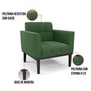 Ver imagem 6 de Poltrona Base de Madeira Fixa Preto Elisa Suede Verde D03 - D'Rossi