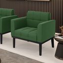 Ver imagem 2 de Poltrona Base de Madeira Fixa Preto Elisa Suede Verde D03 - D'Rossi