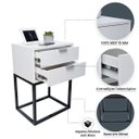 Ver imagem 3 de Kit 2 Mesas Cabeceira Industrial 40cm Branco 2 Gavetas Base Metal Preto Lateral Cama