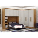 Ver imagem 4 de Quarto Casal Modulado Rizon 5 Peças (1 Armário Ponte + 1 Closet + 2 Guarda Roupas + 1 Complemento