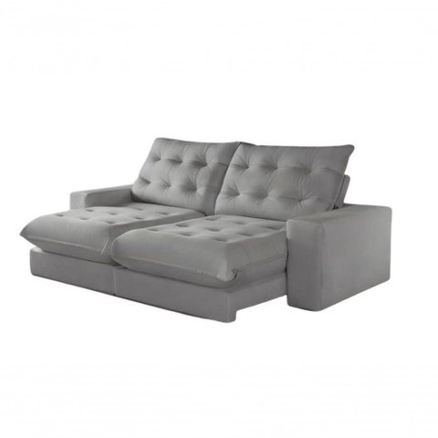Sofá Milão Retrátil e Reclinável 250cm com Super Pillow de 30cm com Molas Pocket - Prata