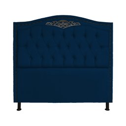Cabeceira mais Calçadeira Casal King 195cm Para Cama Box Greta Suede Azul Marinho - DS Estofados - 3