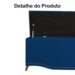 Cabeceira mais Calçadeira Casal King 195cm Para Cama Box Greta Suede Azul Marinho - DS Estofados - 8