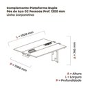 Ver imagem 3 de Complemento de Mesa Plataforma para Coworking para 2 Pessoas 150x120 150cm Industrial Branco