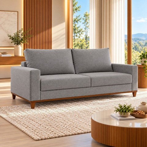 Sofá Living 3 Lugares 1,8m Linho Lívia