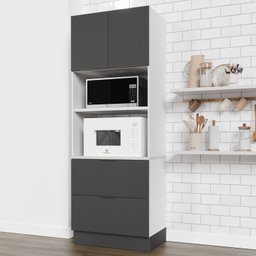 Torre Quente 2 Nichos Forno e Microondas com Rodapé Puxador 150cm Ipanema Cabecasa Madeiramadeira - 2