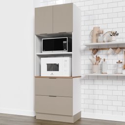 Torre Quente 2 Nichos Forno e Microondas com Rodapé Puxador 150cm Ipanema Cabecasa Madeiramadeira - 2