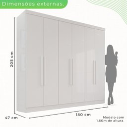Guarda-roupa Casal 6 Portas 2 Gavetas França - 6