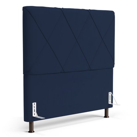 Cabeceira Cama Box Casal Mel 140cm com Frame Suede Azul Marinho - Desk Design
