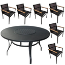 Ver imagem 1 de Mesa Giratória de Alumínio 1,40m de Diâmetro + 6 Cadeiras de Alumínio e Tela Sling