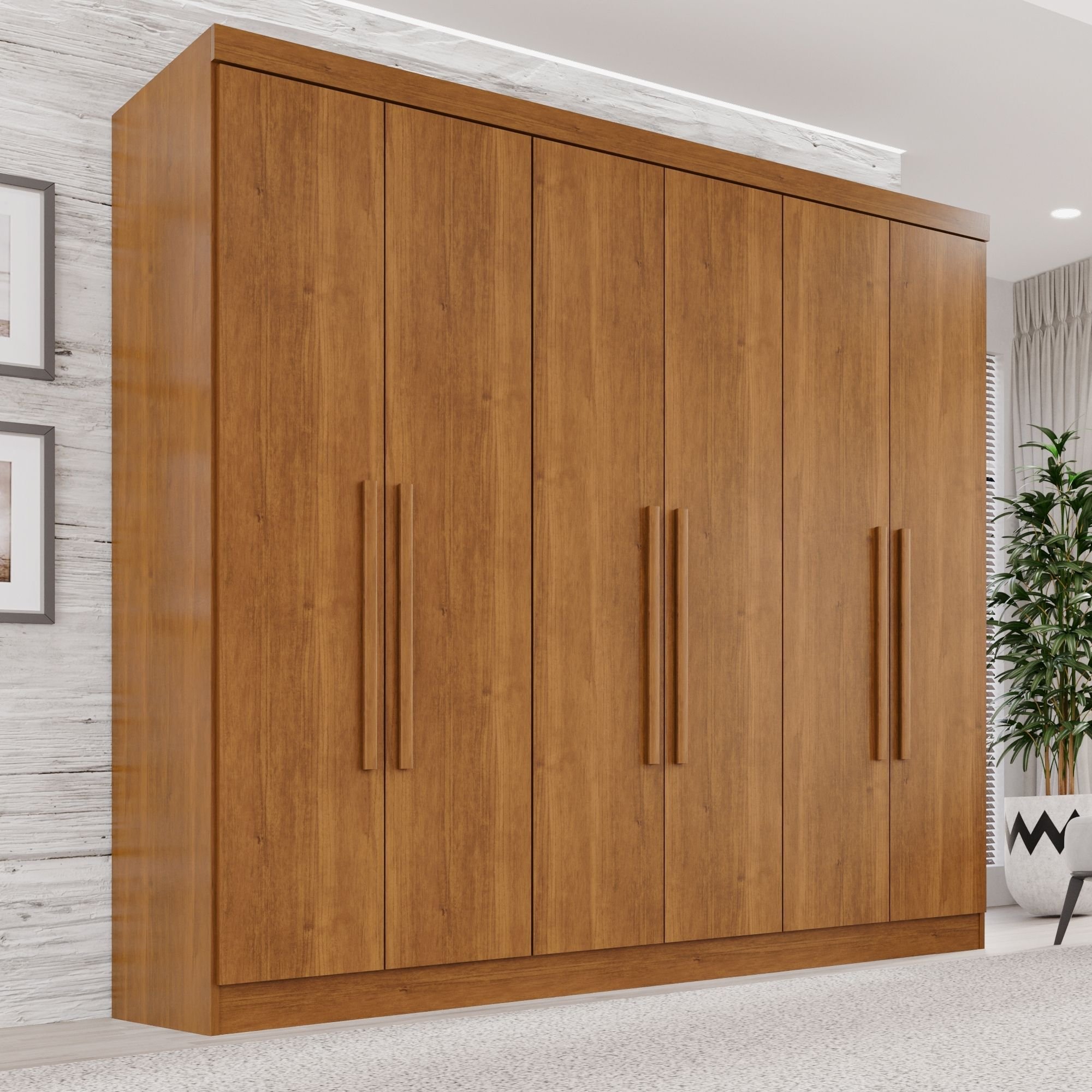 Guarda-Roupa Casal 6 Portas 2 Gavetas França Cinamomo | MadeiraMadeira