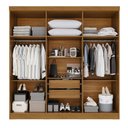 Ver imagem 5 de Guarda-Roupa Casal 6 Portas 2 Gavetas França Cinamomo/Off White