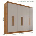 Ver imagem 4 de Guarda-Roupa Casal 6 Portas 2 Gavetas França Cinamomo/Off White