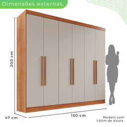 Guarda-roupa Casal 6 Portas 2 Gavetas França - 4