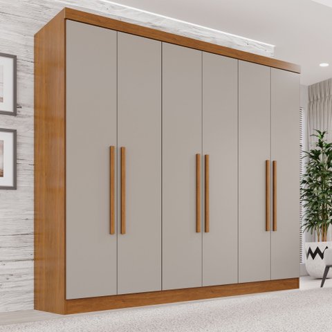 Guarda-Roupa Casal 6 Portas 2 Gavetas França Cinamomo