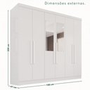 Ver imagem 4 de Guarda-Roupa Casal com Espelho 6 Portas 2 Gavetas França Branco
