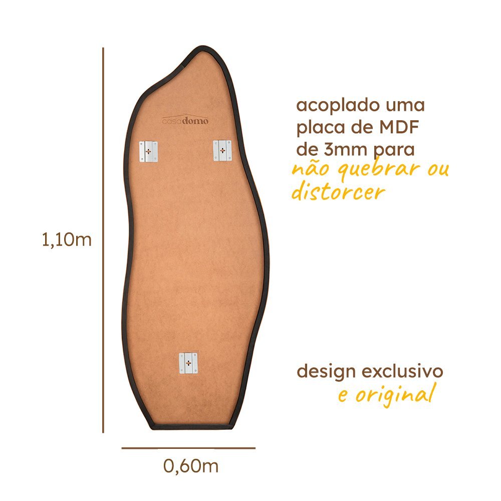 Espelho Grande Corpo Inteiro de Chão com Moldura em Couro Industrial 60x110cm - Mod. Flame - 3