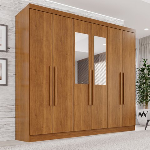 Guarda-Roupa Casal com Espelho 6 Portas 2 Gavetas França