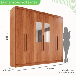 Guarda-roupa Casal com Espelho 6 Portas 2 Gavetas França - 5