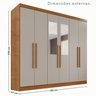 Guarda-Roupa Casal com Espelho 6 Portas 2 Gavetas França - 4