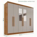 Ver imagem 4 de Guarda-Roupa Casal com Espelho 6 Portas 2 Gavetas França Off White/Cinamomo