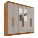Ver imagem 3 de Guarda-Roupa Casal com Espelho 6 Portas 2 Gavetas França Off White/Cinamomo