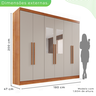 Guarda-roupa Casal com Espelho 6 Portas 2 Gavetas França - 4