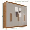 Guarda-roupa Casal com Espelho 6 Portas 2 Gavetas França - 4