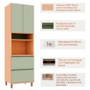 Ver imagem 2 de Paneleiro para Cozinha 100% MDF 3 Portas 1 Gaveta Lótus Carvalho/Verde