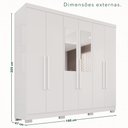 Ver imagem 4 de Guarda-Roupa Casal com Espelho 6 Portas 2 Gavetas com Pés França Branco