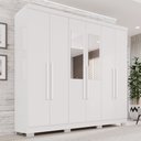 Ver imagem 1 de Guarda-Roupa Casal com Espelho 6 Portas 2 Gavetas com Pés França Branco
