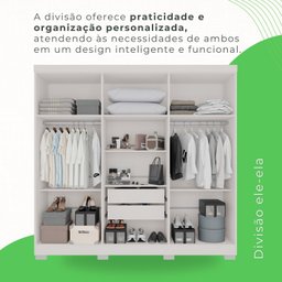 Guarda-roupa Casal com Espelho 6 Portas 2 Gavetas França - 8