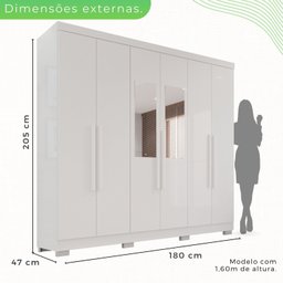 Guarda-roupa Casal com Espelho 6 Portas 2 Gavetas França - 5