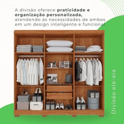 Guarda-roupa Casal com Espelho 6 Portas 2 Gavetas França - 8