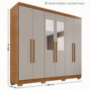 Ver imagem 4 de Guarda-Roupa Casal com Espelho 6 Portas 2 Gavetas com Pés França Cinamomo Off White
