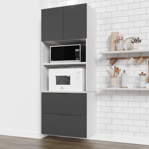 Torre Quente 2 Nichos Forno e Microondas sem Rodapé Puxador 150cm Ipanema CabeCasa MadeiraMadeira