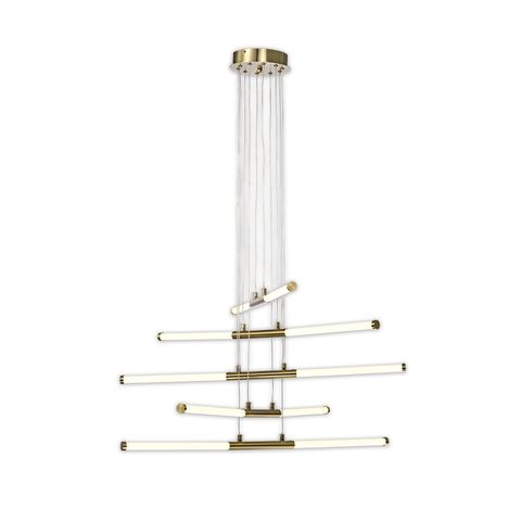 Luminária Pendente Constel Dourado e Branco Lustre Led 3000k