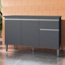 Ver imagem 2 de Balcão Gabinete para Pia com Tampo 120cm 3 Portas e 1 Gaveta Tatiane Cinza - Ajl Móveis