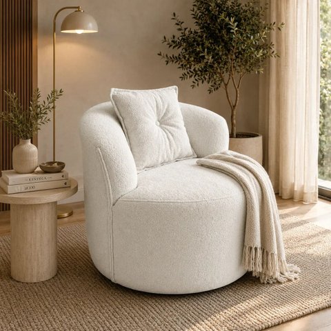 Poltrona Sala Orgânica Confortável Reforçada Bouclé Quarto