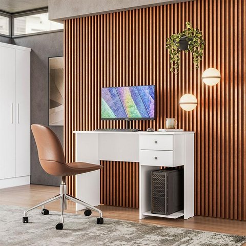 Mesa Escrivaninha 4115 Ambiente Branco Brilho – Qmovi