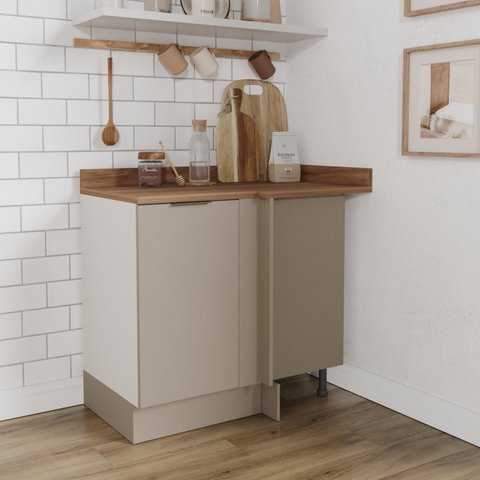 Balcão de Canto Reto com Tampo com Rodapé Puxador 150cm Ipanema CabeCasa MadeiraOriginals