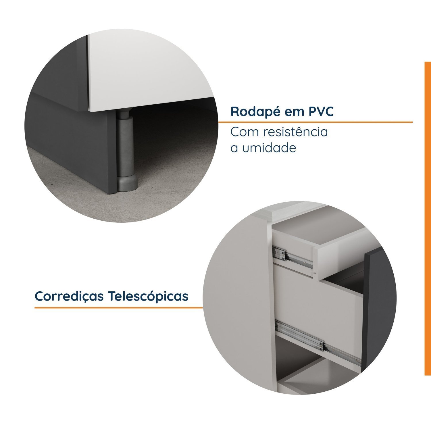 Balcão 2 Gavetões com Gaveta Auxiliar com Tampo com Rodapé Puxador 150cm Ipanema Cabecasa Madeiramad - 12