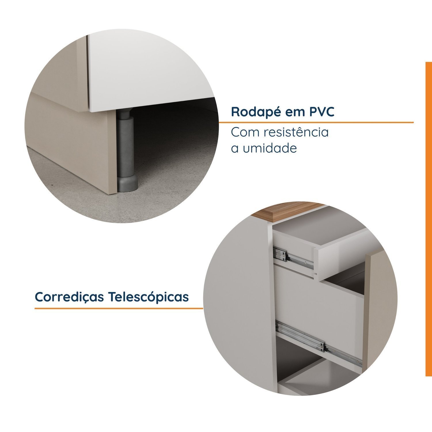 Balcão 2 Gavetões com Gaveta Auxiliar com Tampo com Rodapé Puxador 150cm Ipanema Cabecasa Madeiramad - 12