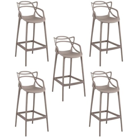 Kit 5 Banqueta Alta Allegra com Encosto Design Cozinha/bancada - Fendi