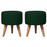 Kit 2 Puff Redondo Linho Sala Quarto Banqueta Pés Polipropileno - Verde Musgo - 1