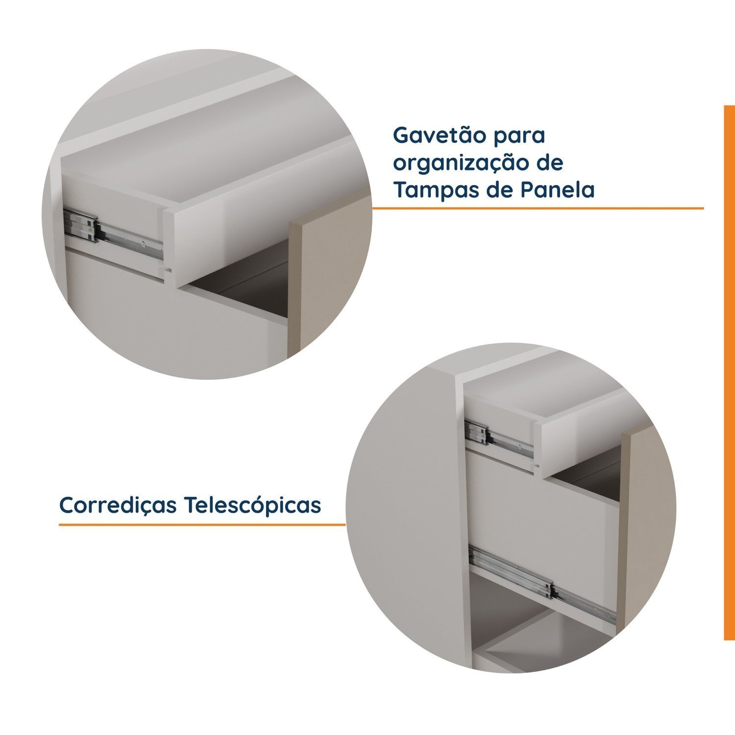 Balcão 2 Gavetões com Gaveta Auxiliar sem Tampo sem Rodapé Puxador 150cm Ipanema Cabecasa Madeiramad - 13