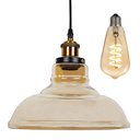 Ver imagem 1 de Kit Pendente de Vidro Âmbar Citrino + Lâmpada LED Bivolt Filamento Espiral Original