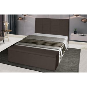 Kit Cabeceira 120Cm p/ Cama Box Solteiro + Baú 120Cm Calçadeira Estofada Raissa Suede Marrom