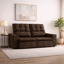 Ver imagem 1 de Sofá Retrátil Reclinável 3 Lugares Premiere Tecido Suede American Prime 1,80m Espuma D33 Marrom