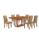 Ver imagem 1 de Mesa de Jantar Milena 180cm Tampo MDF Canto Copo Laminado e 6 Cadeiras Lira